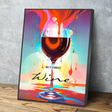 But First Wine Canvas Wall Art, Abstract Wine Print, Wine Decor, Wine Decor, Vibrant Wine Art, Wine Kitchen Decor, Wine Lovers Gift - Royal Crown Pro