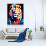 The Lion Canvas Wall Art, Abstract Lion Print, Animal Decor, Lion Decor, Vibrant Lion Art, King Of The Jungle Decor - Royal Crown Pro