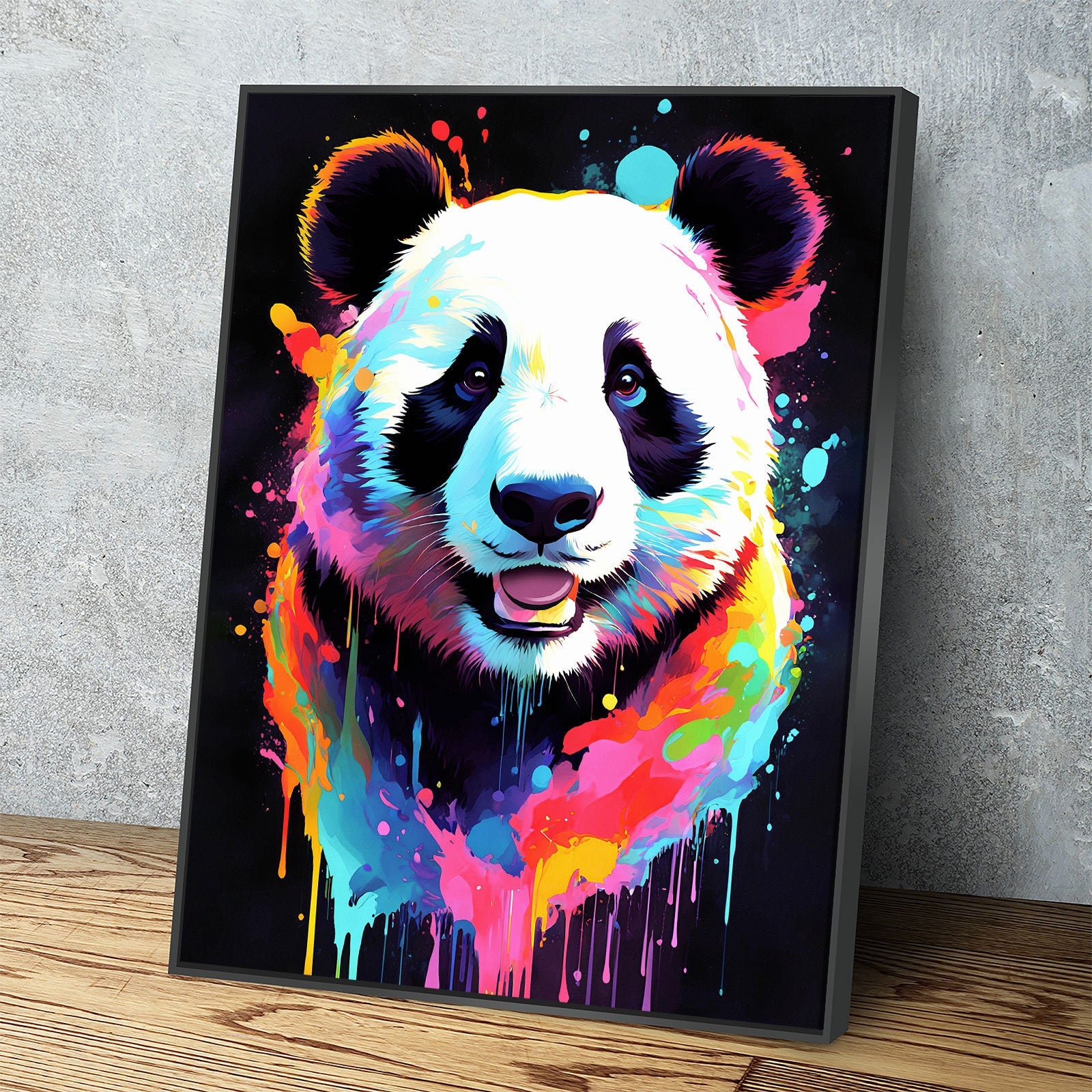 The Panda Canvas Wall Art, Abstract Panda Print, Animal Decor, Panda Decor, Vibrant Panda Art, Giant Panda Art - Royal Crown Pro