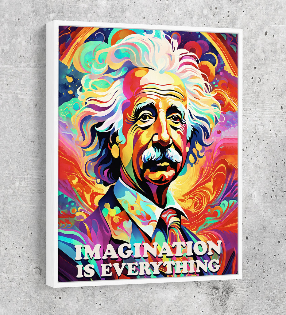 Abstract Albert Einstein Canvas Wall Art, Imagination Is Everything, Albert Einstein Print, Albert Einstein Decor, Albert Einstein Art - Royal Crown Pro