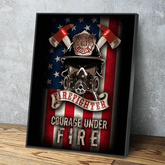 Firefighter Canvas Wall Art, Courage Under Fire Firefighter Decor, Thin Red Line Print, Firefighters Gift, Firehouse Art, Fire Station Decor - Royal Crown Pro