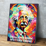 Abstract Albert Einstein Canvas Wall Art, Imagination Is Everything, Albert Einstein Print, Albert Einstein Decor, Albert Einstein Art - Royal Crown Pro