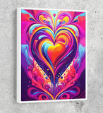 All You Need Is Love Canvas, Abstract Heart Canvas Wall Art, Colorful Love Heart, Heart Art Decor - Royal Crown Pro