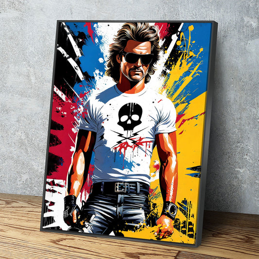 Stuntman Mike Canvas Wall Art, Cult Classic Art Print, Death Proof Abstract Print, Stuntman Decor - Royal Crown Pro