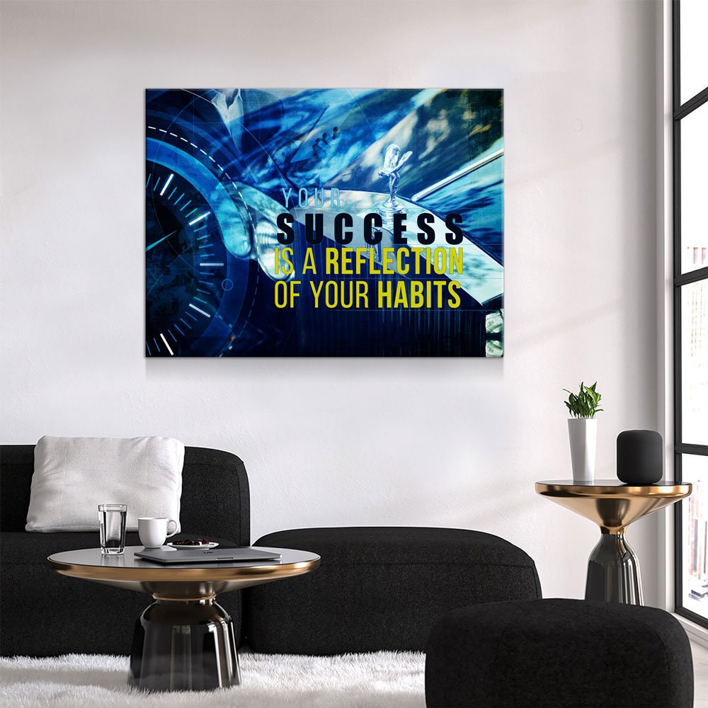 Your Success Is A Reflection Of Your Habits Canvas Wall Art, Motivational Quote Print, Motivational Decor, Success Quote - Royal Crown Pro