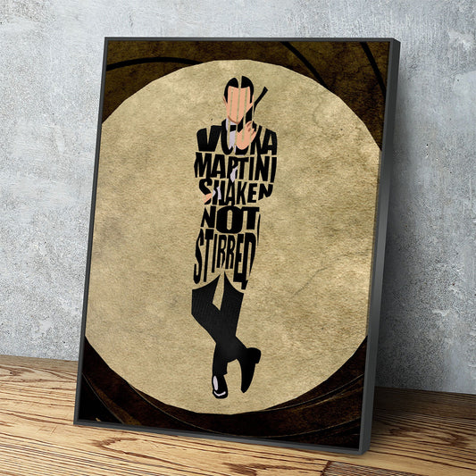 Vodka Martini Shaken Not Stirred Quote Print, James Bond Wall Art Canvas, Vodka Martini, Gordon's, James Bond Drink Recipe - Royal Crown Pro