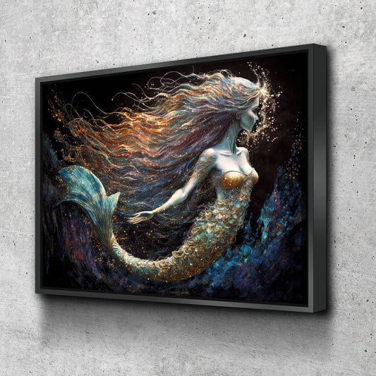 Mermaid Canvas Wall Art, Abstract Mermaid Decor, Mermaid Canvas Print, Mermaid Wall Decor, Mermaid Art, Kids Room Decor, Fantasy Art - Royal Crown Pro