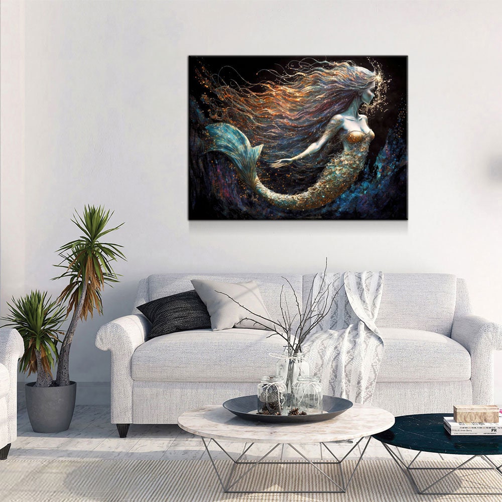 mermaid-canvas-wall-art-abstract-mermaid-decor-mermaid-canvas-print-royal-crown-pro for Free Printable Mermaid Wall Art Mermaid Canvas Wall Art, Abstract Mermaid Decor, Mermaid Canvas Print, – Royal Crown Pro for Free Printable Mermaid Wall Art