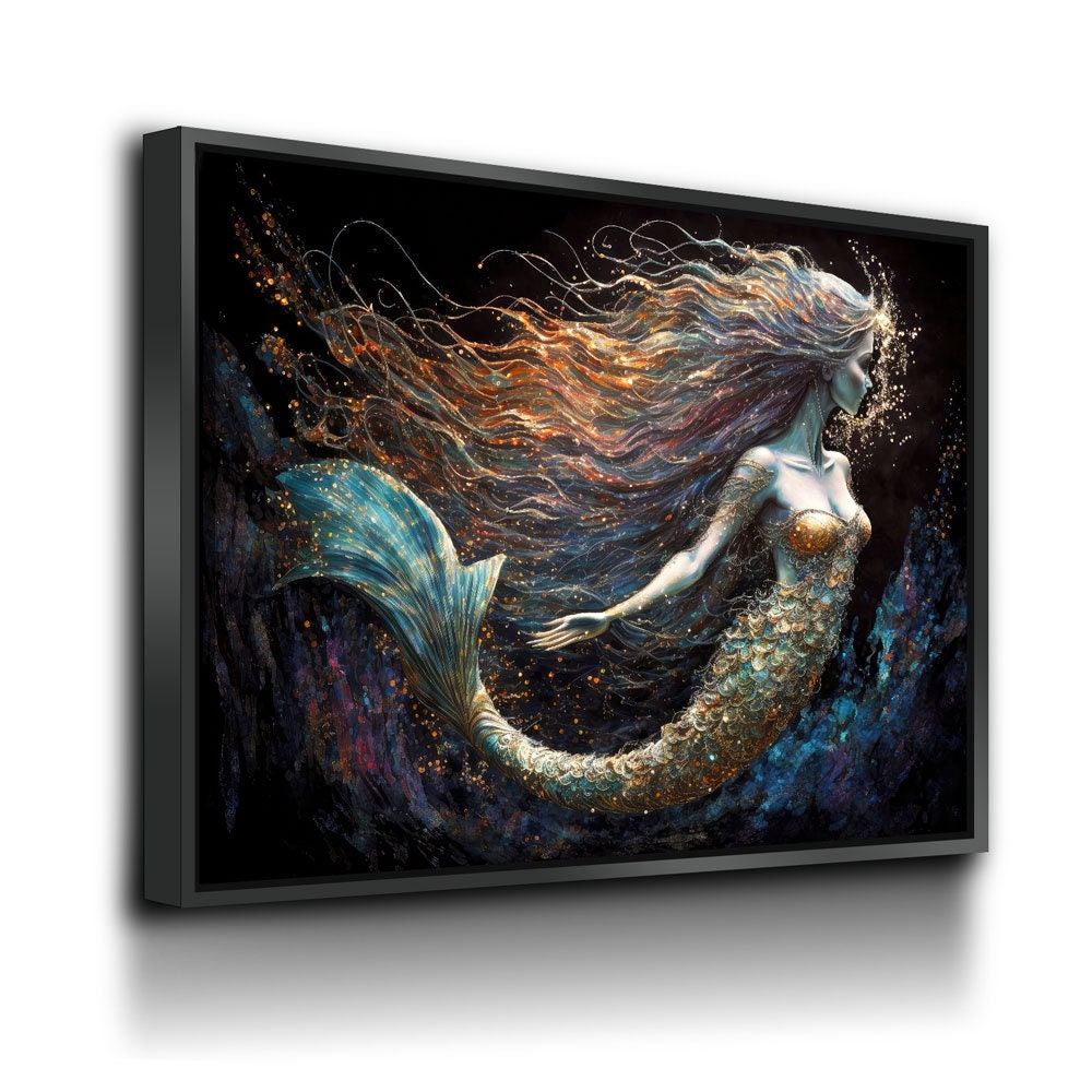 Mermaid Canvas Wall Art, Abstract Mermaid Decor, Mermaid Canvas Print, Mermaid Wall Decor, Mermaid Art, Kids Room Decor, Fantasy Art - Royal Crown Pro