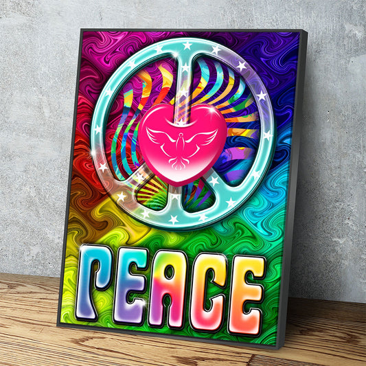 Love And Peace Canvas Wall Art, Abstract Love Peace Decor, Dorm Room Decor, Tie Dye Decor, Psychedelic Decor, Love Peace - Royal Crown Pro