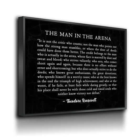 The Man in the Arena Canvas Wall Art, Theodore Roosevelt Quote, April 23, 1910 Quote, Theodore Roosevelt Speech at the Sorbonne - Royal Crown Pro