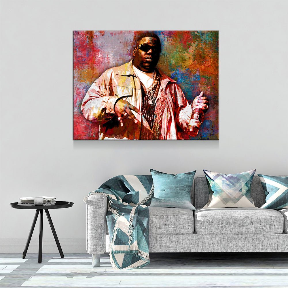 Abstract Biggie Canvas Wall Art, Notorious BIG, Biggie Smalls Wall Art, Biggie Smalls, Hip Hop Decor - Royal Crown Pro