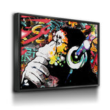 Abstract Monkey Headphones DJ Canvas Wall Art, Monkey DJ Decor - Royal Crown Pro