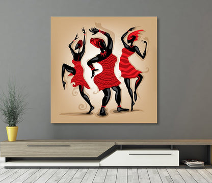 African Dancing Woman Art Framed Canvas Wall Art African Tribal Art African Decor - Royal Crown Pro