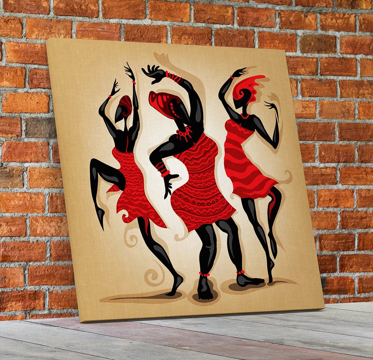 African Dancing Woman Art Framed Canvas Wall Art African Tribal Art African Decor - Royal Crown Pro