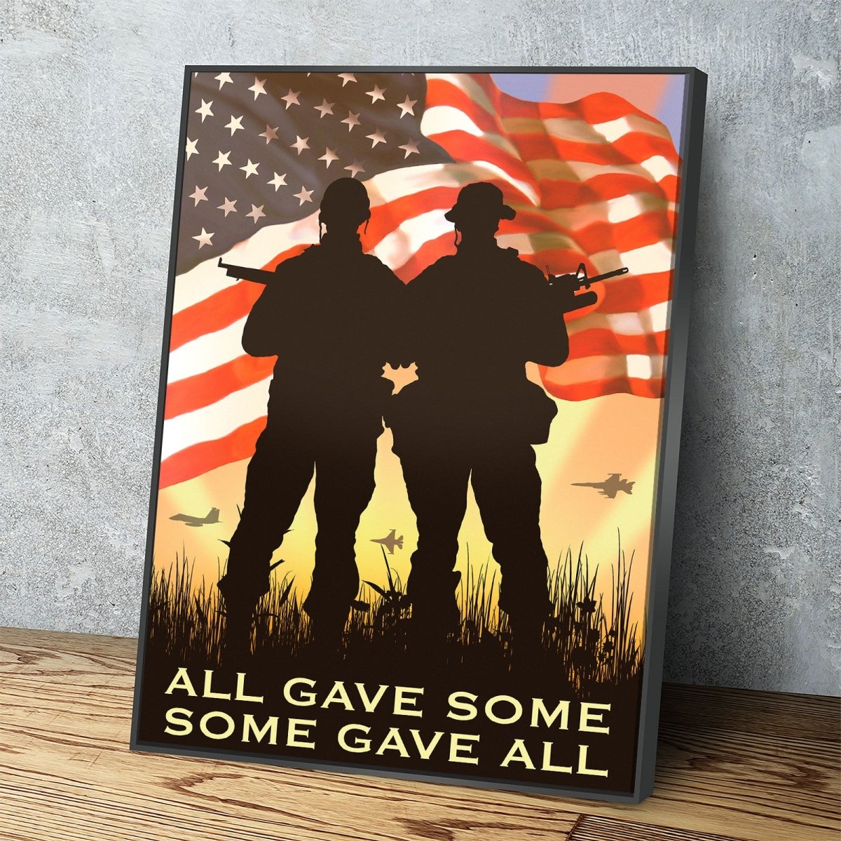 All Gave Some Some Gave All Canvas Wall Art, American Flag, Veteran Decor - Royal Crown Pro