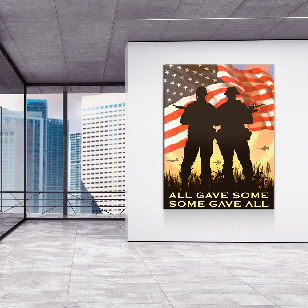All Gave Some Some Gave All Canvas Wall Art, American Flag, Veteran Decor - Royal Crown Pro