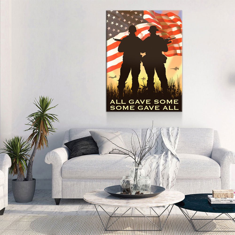All Gave Some Some Gave All Canvas Wall Art, American Flag, Veteran Decor - Royal Crown Pro