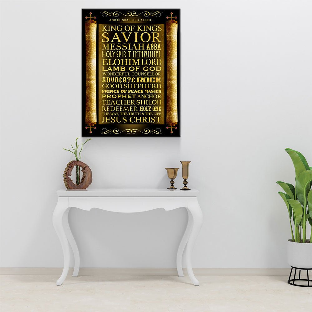 And He Shall Be Called King Of Kings Canvas Wall Art, Religious Decor - Royal Crown Pro