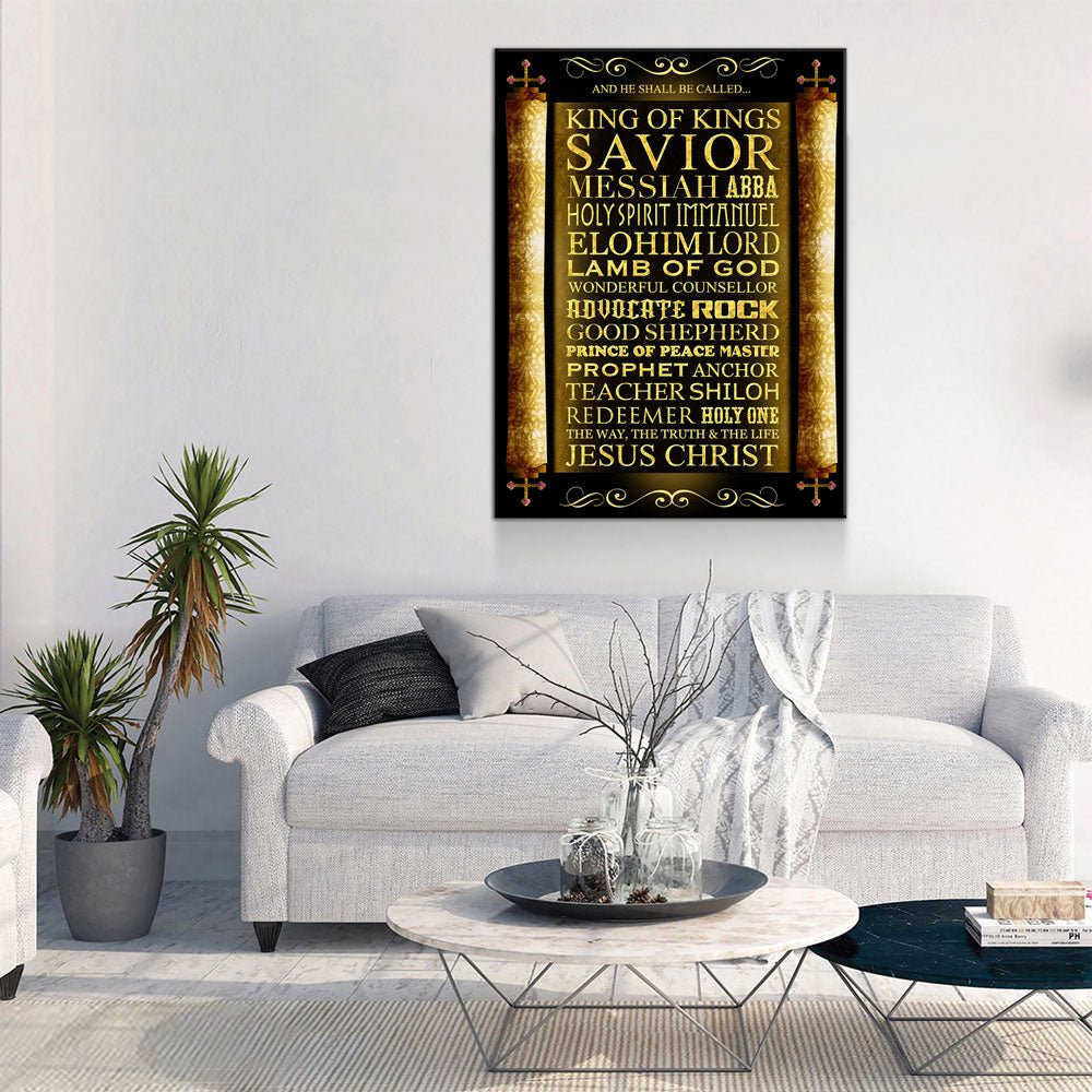 And He Shall Be Called King Of Kings Canvas Wall Art, Religious Decor - Royal Crown Pro