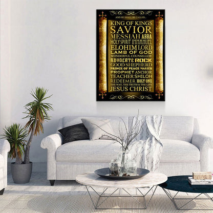 And He Shall Be Called King Of Kings Canvas Wall Art, Religious Decor - Royal Crown Pro