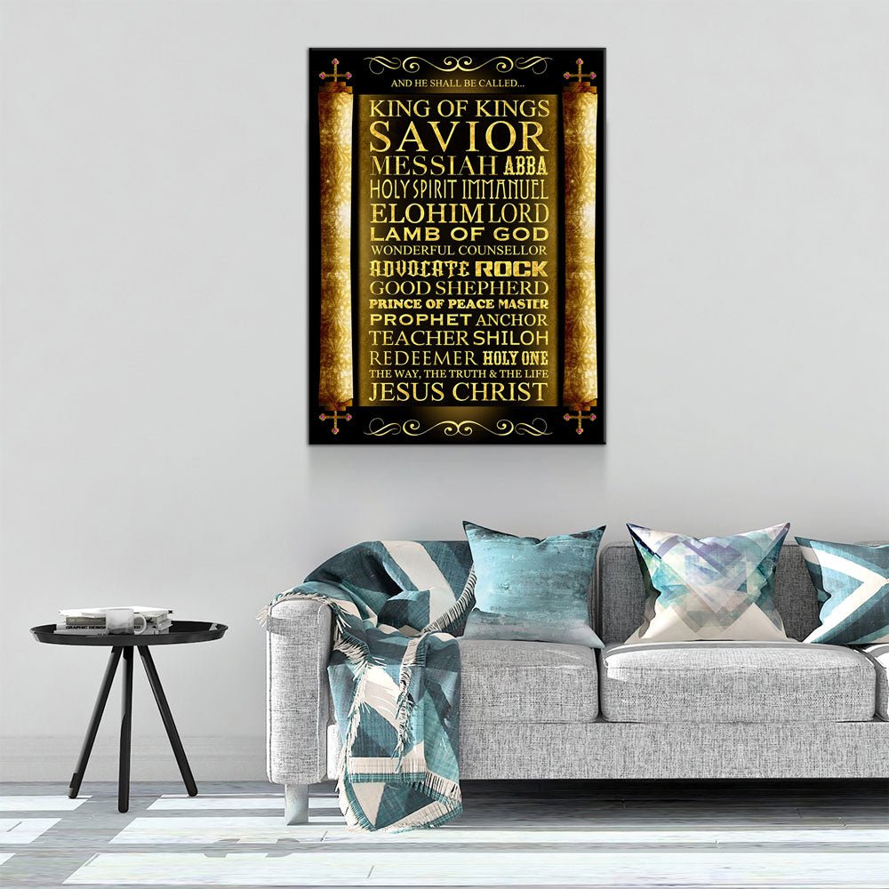 And He Shall Be Called King Of Kings Canvas Wall Art, Religious Decor - Royal Crown Pro
