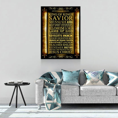 And He Shall Be Called King Of Kings Canvas Wall Art, Religious Decor - Royal Crown Pro