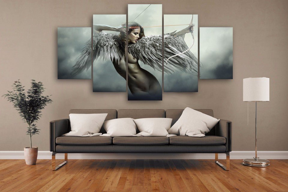 Angel Warrior Exotic Fantasy 5-Piece Wall Art Canvas - Royal Crown Pro