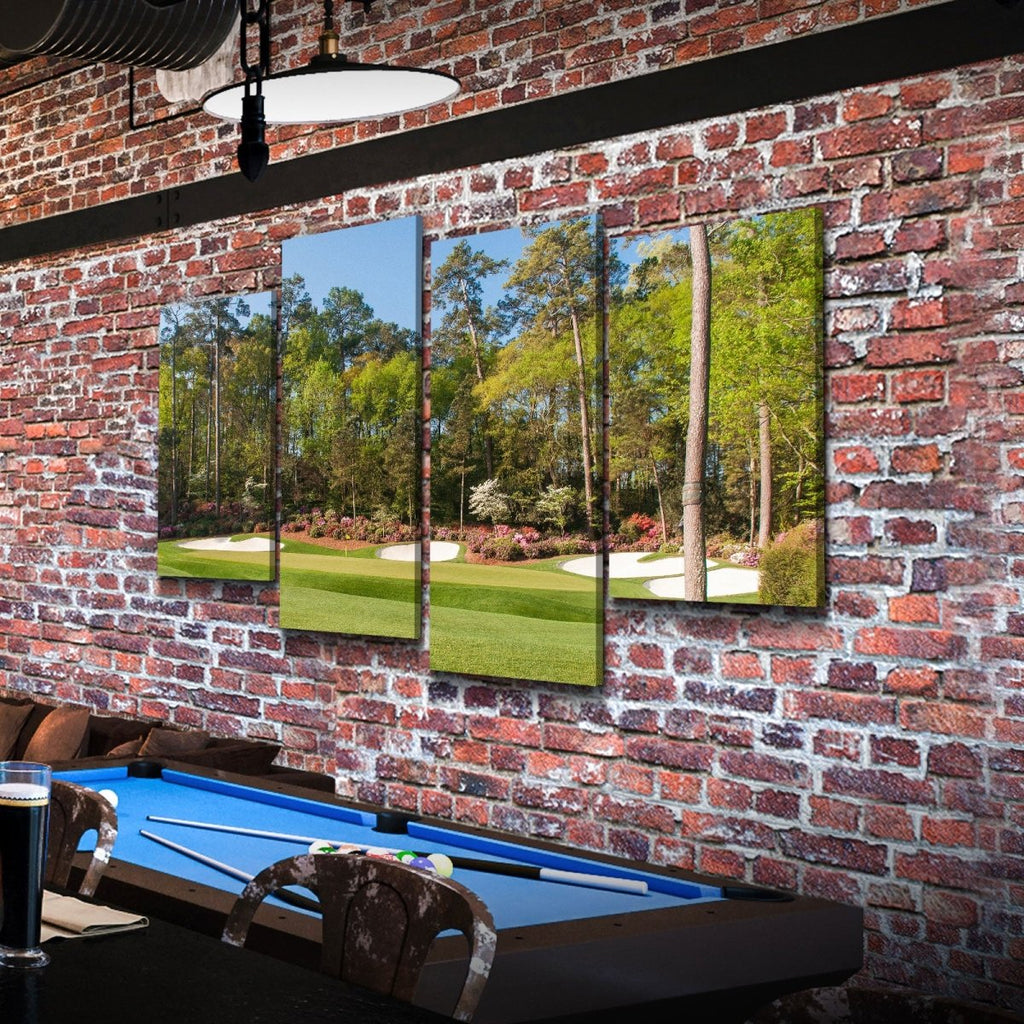 Augusta Hole 13 Golf Course 4-Piece Framed Wall Art Canvas, Golf Decor - Royal Crown Pro