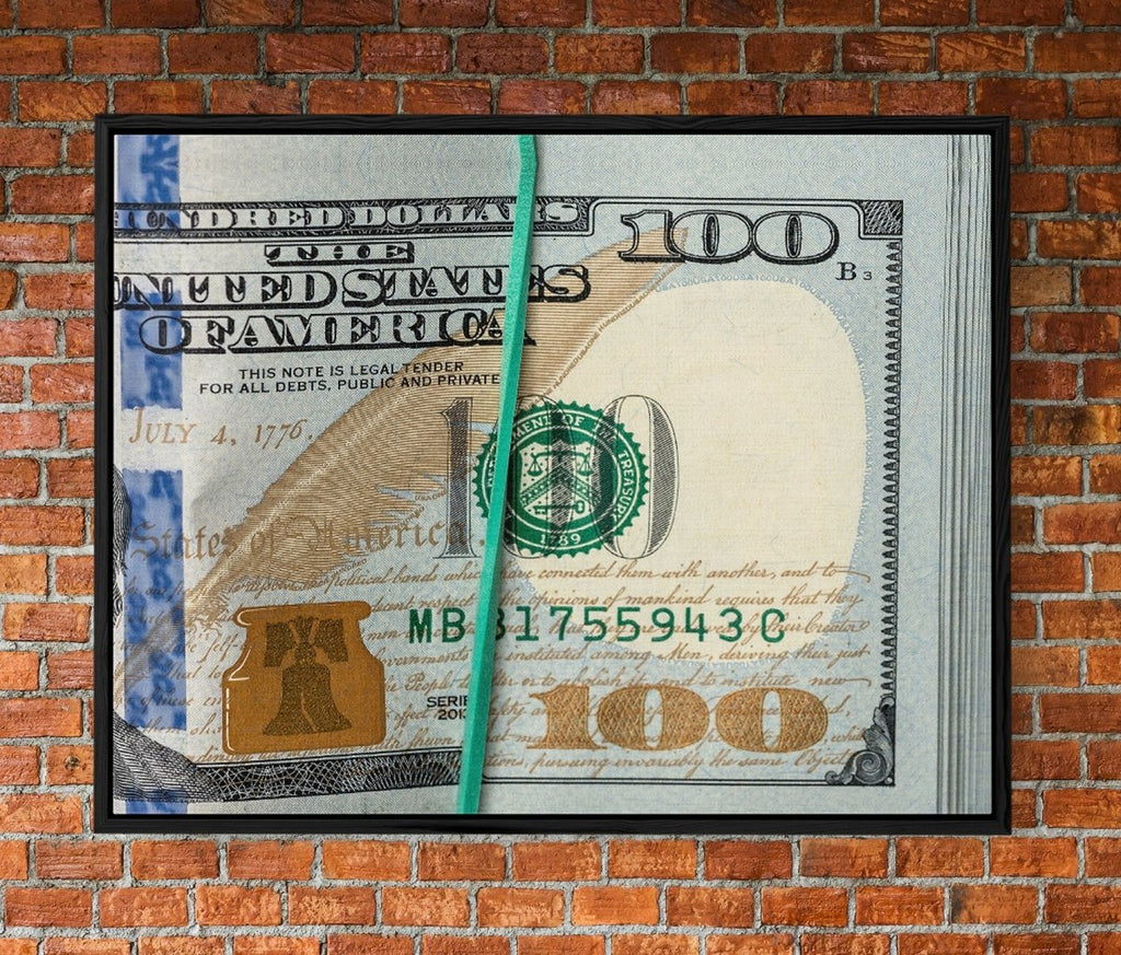 Bankroll Canvas Wall Art, Ben Franklin Money Art - Royal Crown Pro