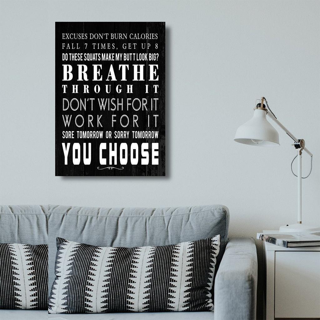 Breathe Through It Framed Canvas Wall Art Gym Fitness Decor Workout Exercise Motivation Art - Royal Crown Pro