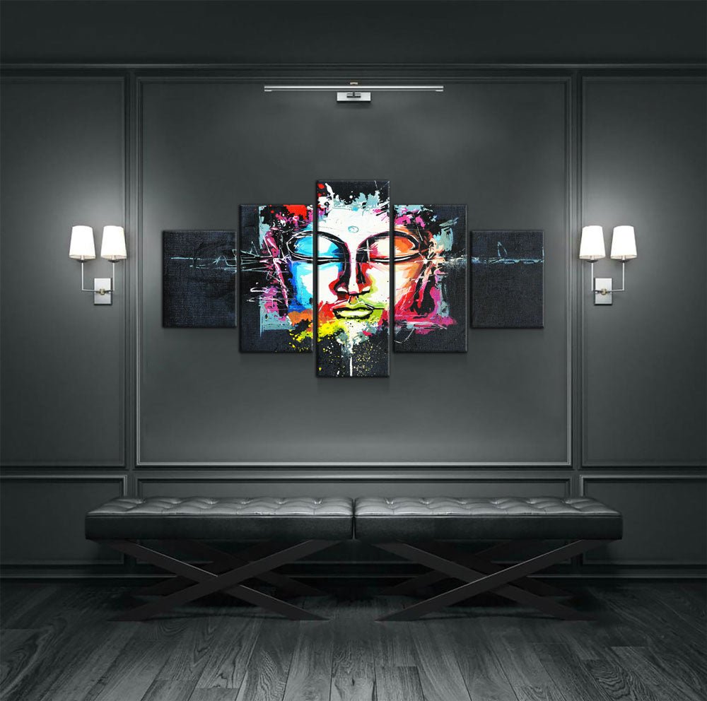 Buddha Mind Abstract 5-Piece Wall Art Canvas - Royal Crown Pro