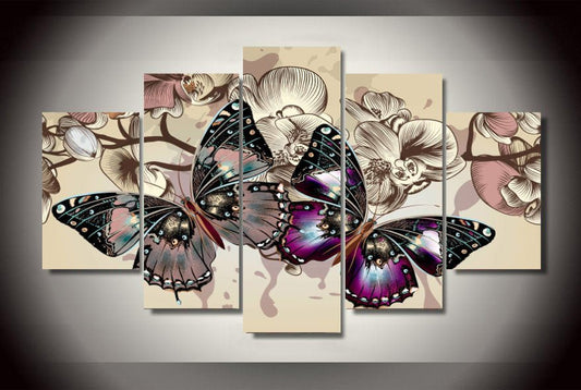 Butterflies In Motion 5-Piece Wall Art Canvas - Royal Crown Pro