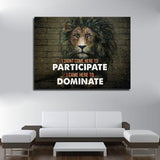 Came Here To Dominate Motivational Canvas Wall Art, Lion Wall Art - Royal Crown Pro