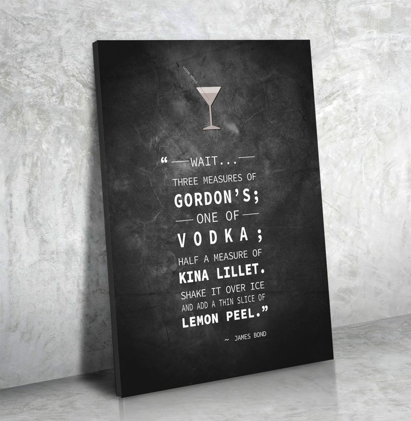 Casino Royale James Bond Vesper Martini Quote Canvas Wall Art 007 Royal Crown Pro