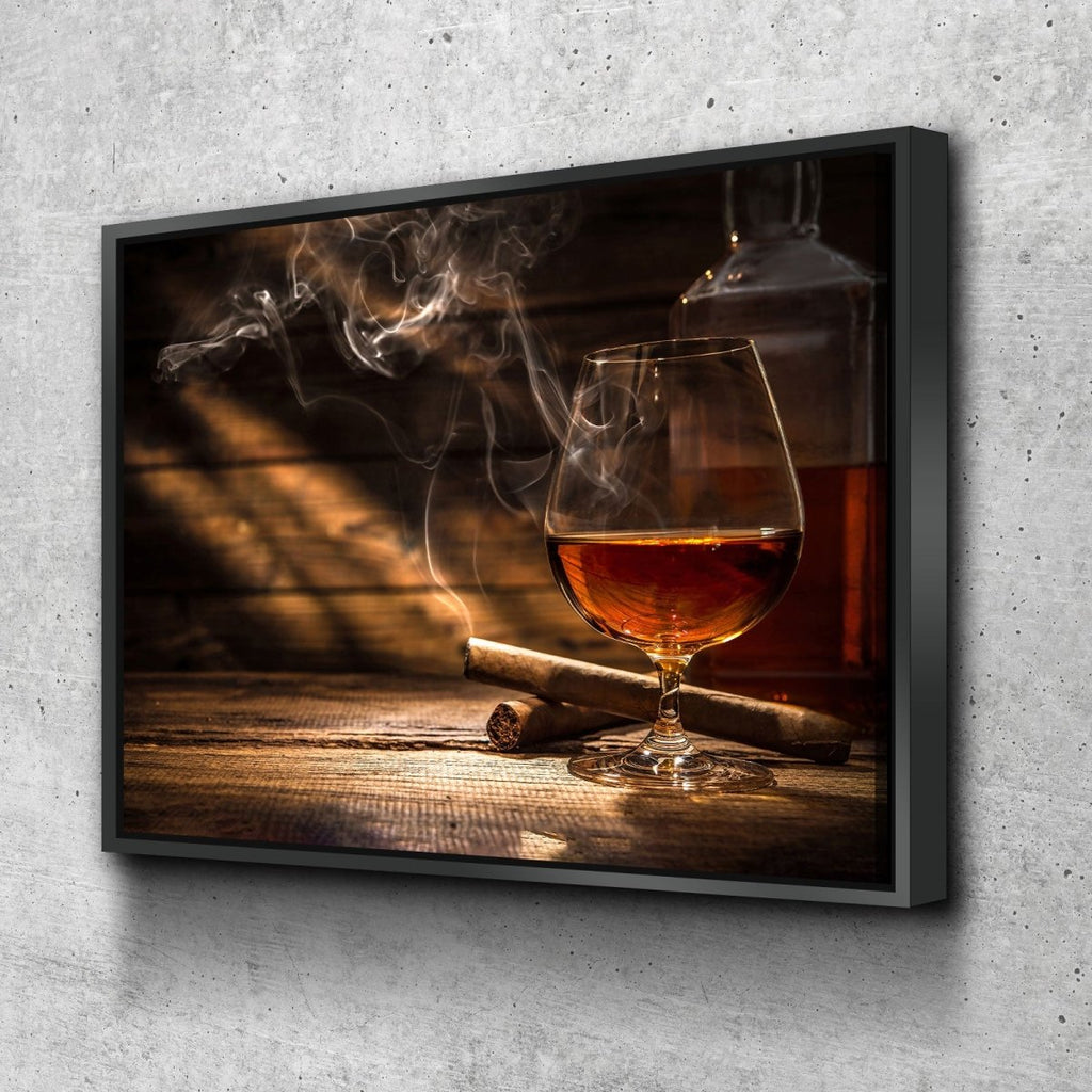 Cigar And Bourbon Canvas Wall Art Bourbon Art Cigar Art Man Cave - Royal Crown Pro