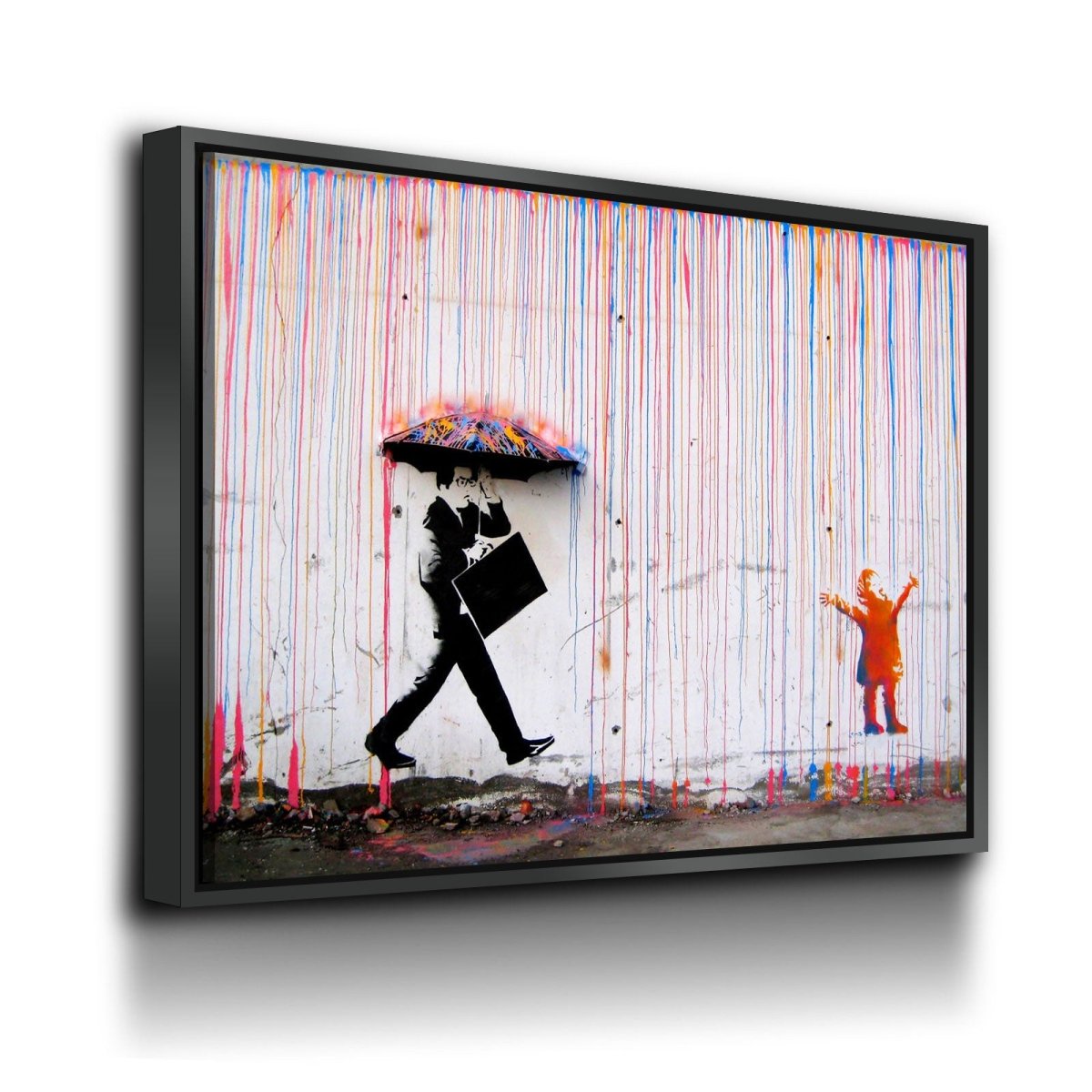 Colored Rain Canvas Wall Art, Banksy Style Print, Banksy Art Canvas Wall Art, Graffiti Art, Abstract Art - Royal Crown Pro