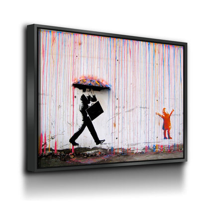 Colored Rain Canvas Wall Art, Banksy Style Print, Banksy Art Canvas Wall Art, Graffiti Art, Abstract Art - Royal Crown Pro