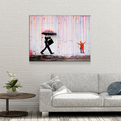 Colored Rain Canvas Wall Art, Banksy Style Print, Banksy Art Canvas Wall Art, Graffiti Art, Abstract Art - Royal Crown Pro