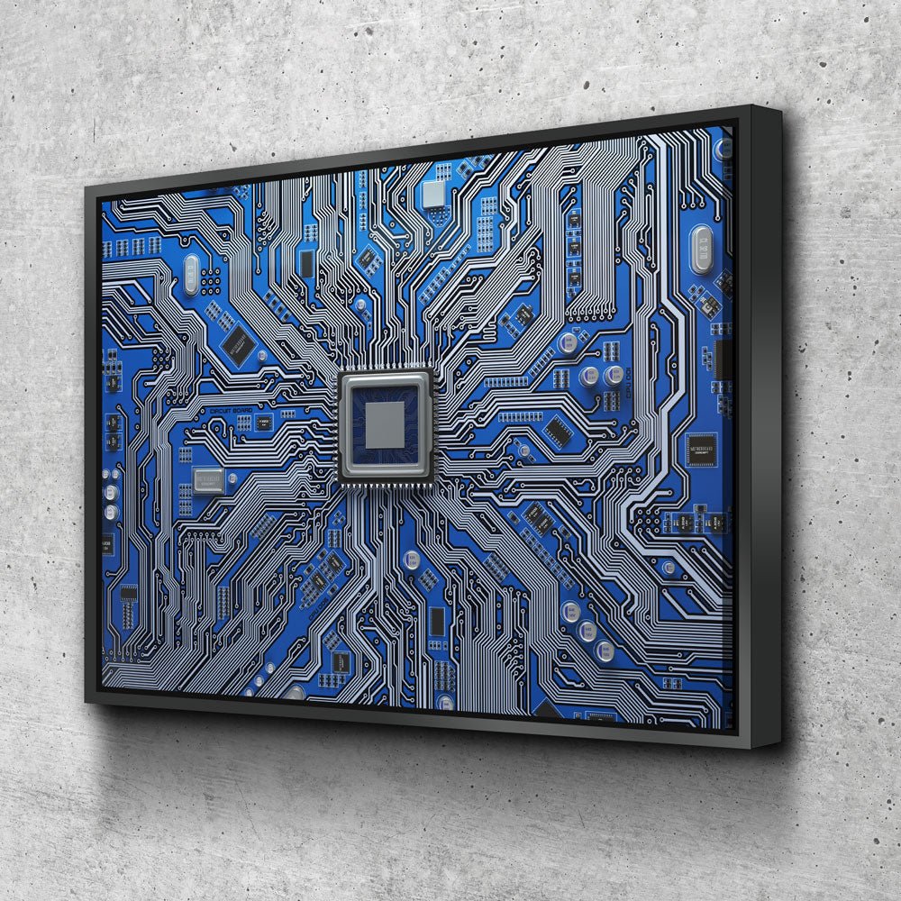 CPU Wall Art, Computer Motherboard CPU, Circuit Board System Chip With Core Processor - Royal Crown Pro
