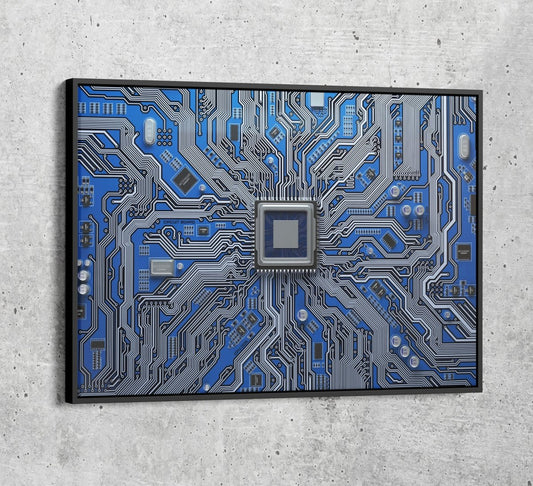 CPU Wall Art, Computer Motherboard CPU, Circuit Board System Chip With Core Processor - Royal Crown Pro