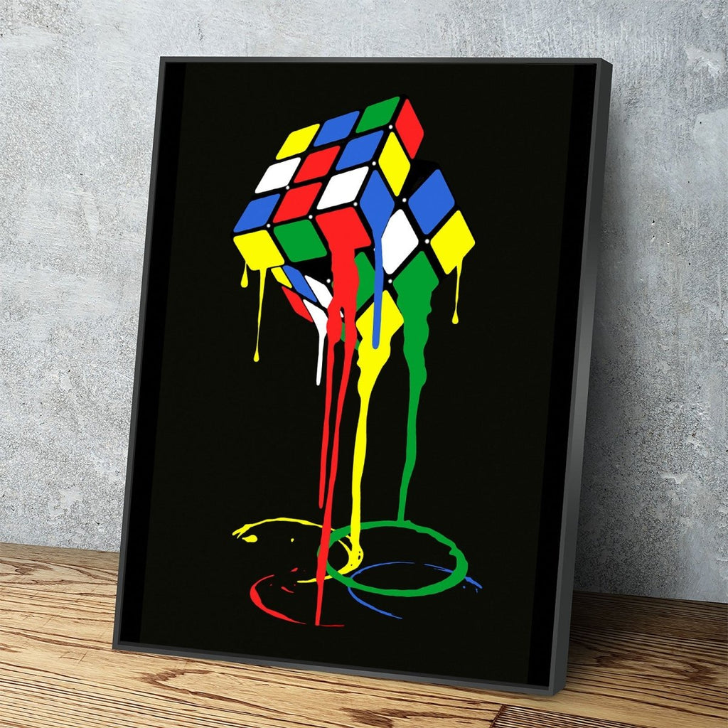 Cubic Meltdown Canvas Wall Art, Abstract Rubik's Cube Art, Abstract Decor - Royal Crown Pro
