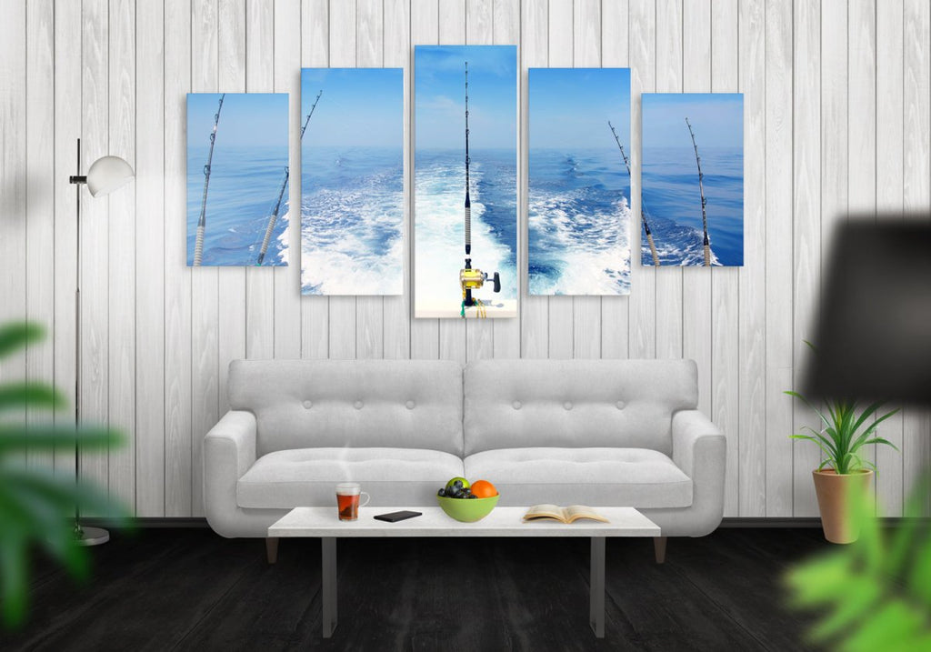 Deep Sea Fishing Canvas Wall Art 5-Piece Decor Set - Royal Crown Pro