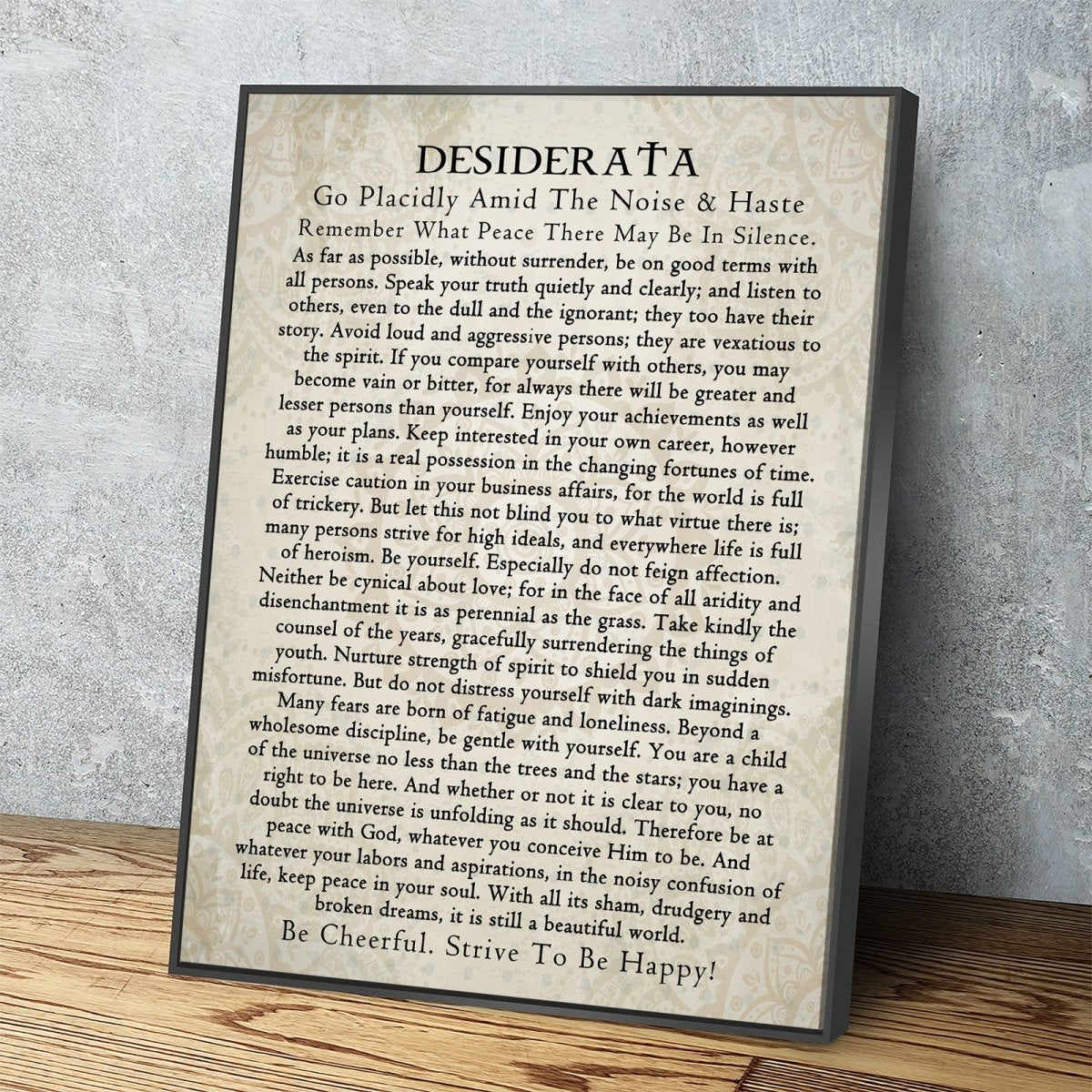 Desiderata Canvas Wall Art, 1920 Prose Poem by Max Ehrmann GO PLACIDLY Amid The Noise & Haste, Graduation Gift, Graduation Idea - Royal Crown Pro