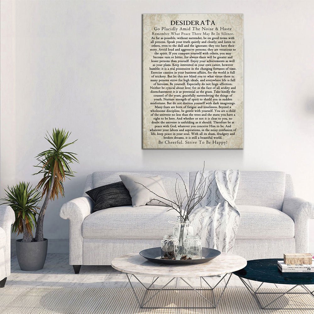 Desiderata Canvas Wall Art, 1920 Prose Poem by Max Ehrmann GO PLACIDLY Amid The Noise & Haste, Graduation Gift, Graduation Idea - Royal Crown Pro