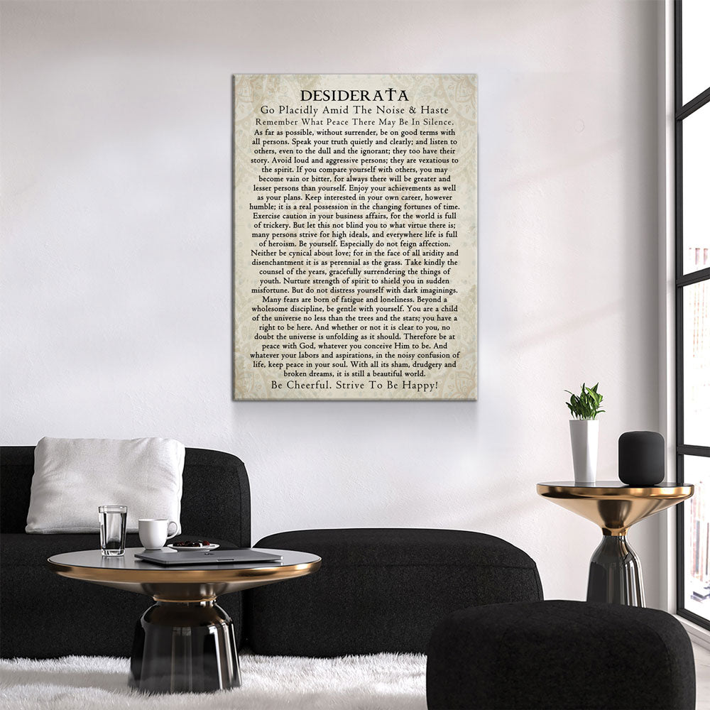 Desiderata Canvas Wall Art, 1920 Prose Poem by Max Ehrmann GO PLACIDLY Amid The Noise & Haste, Graduation Gift, Graduation Idea - Royal Crown Pro