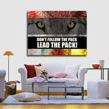 Don't Follow The Pack Lead The Pack! Framed Canvas Wall Art Motivational Office Art Wolf Art - Royal Crown Pro