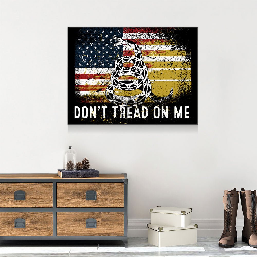 Don't Tread On Me Canvas Wall Art, USA Patriotic Decor - Royal Crown Pro