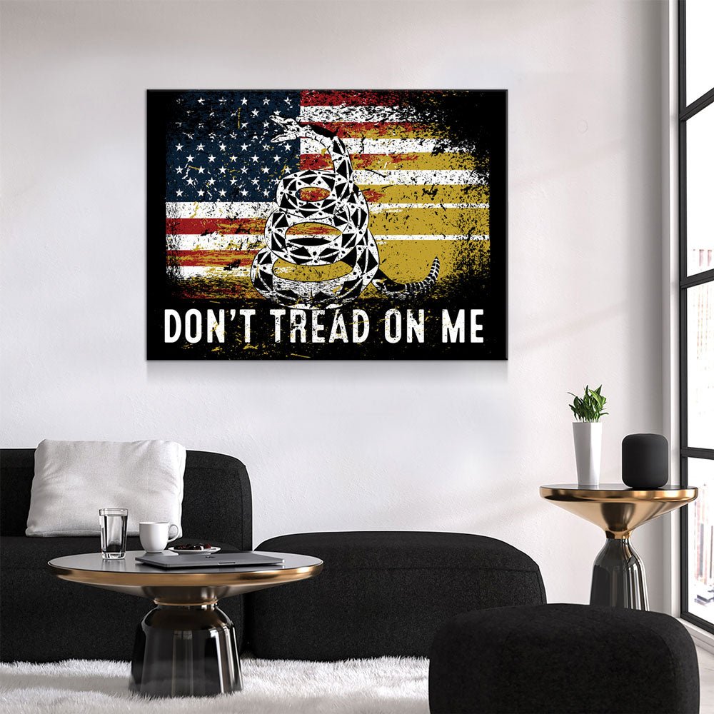 Don't Tread On Me Canvas Wall Art, USA Patriotic Decor - Royal Crown Pro