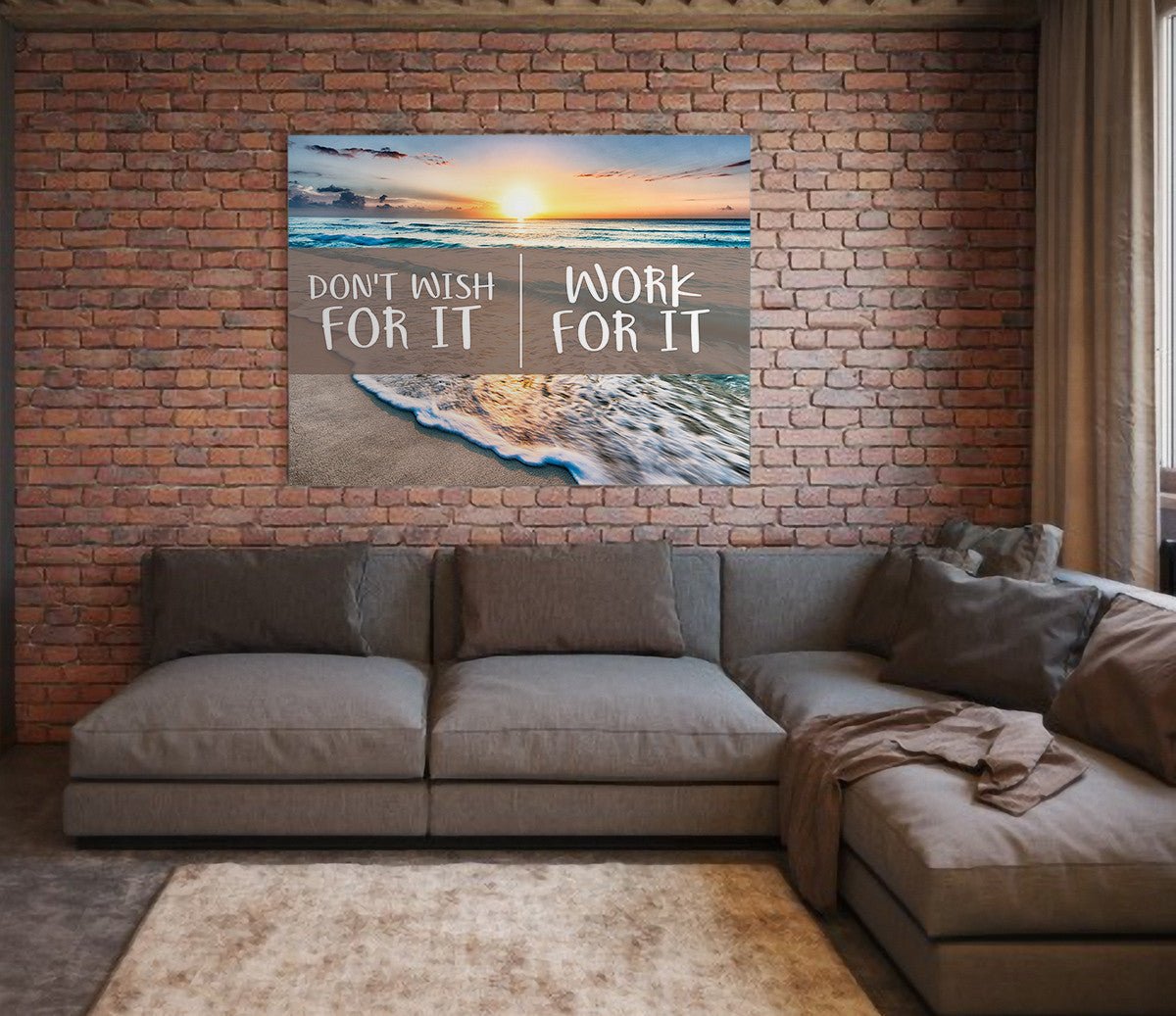 Don't Wish For It Work For It Framed Canvas Wall Art - Royal Crown Pro
